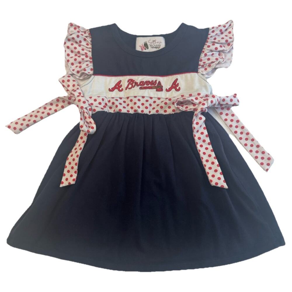 Atlanta Braves Girls Boutique Dress Size 2T Baseball Game Day Dress